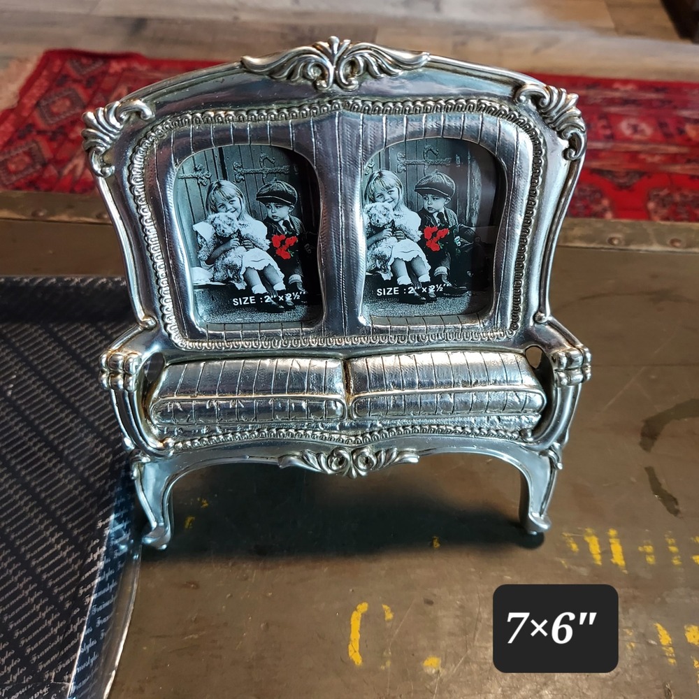 Framestyles Silver Victorian Sofa Double Picture Frame 2x2.5 Settee 76677 - Picture 4 of 5